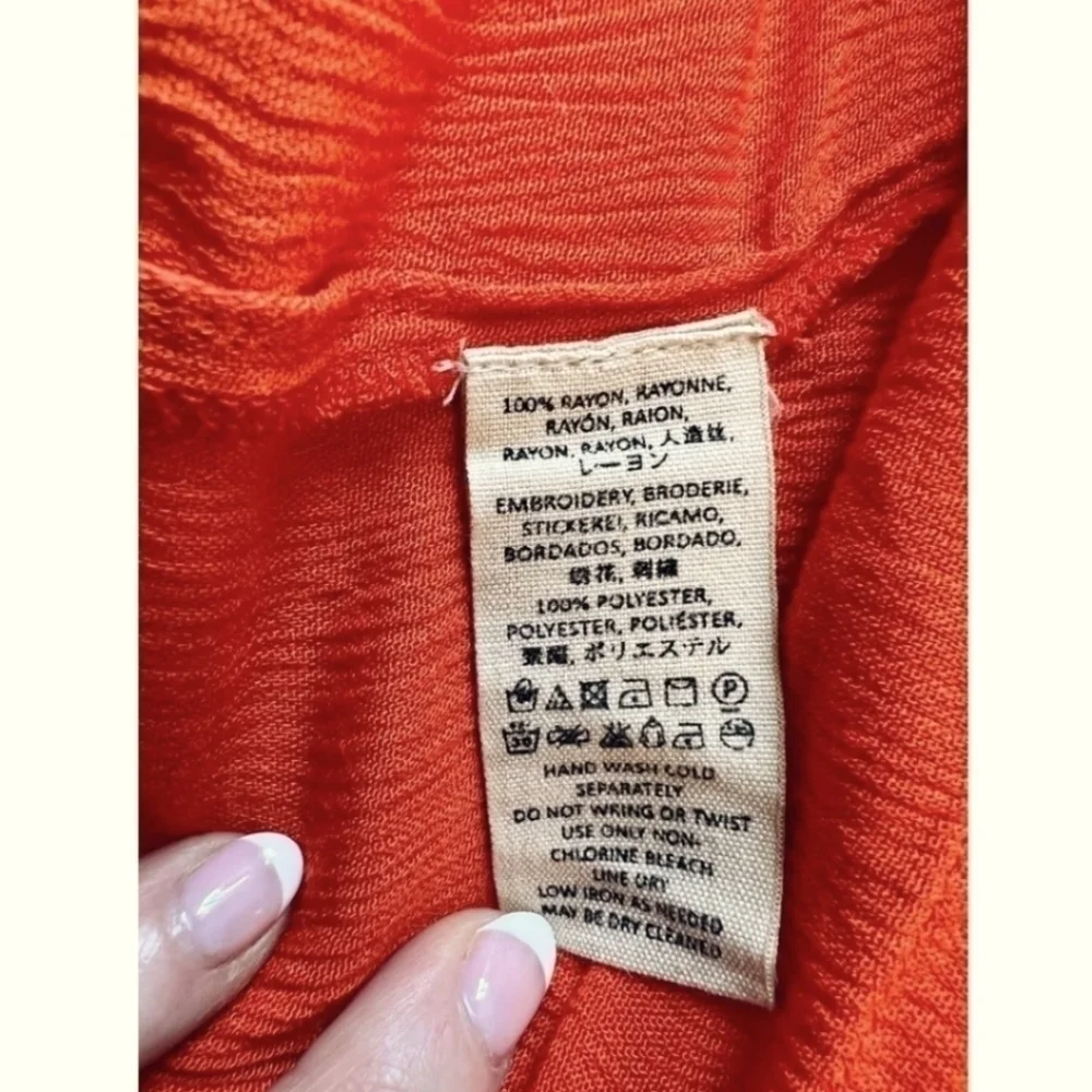 Free People Orange Sleeveless Embroidered Tunic SIZE SMALL